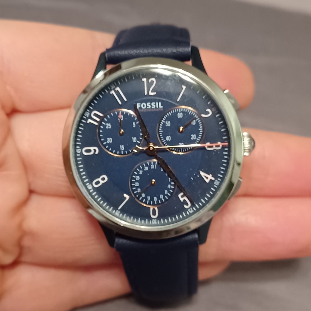 Fossil CH3072 Abilene Blue Dial Blue Leather Strap Chronograph Women's Watch